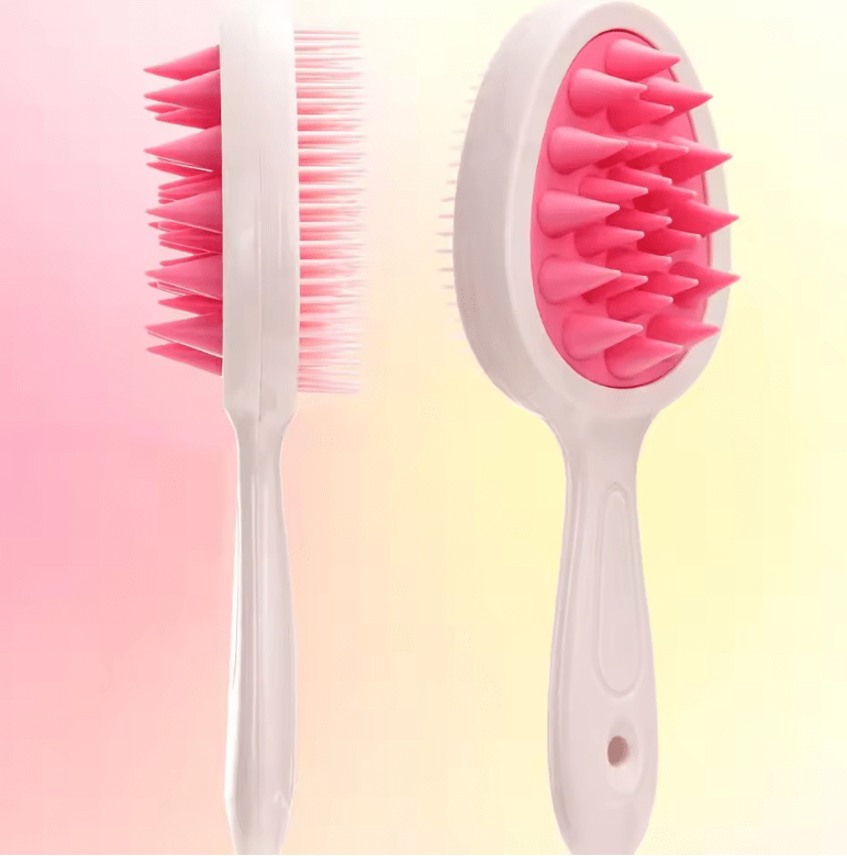 Dual-Purpose Detangling Hair Brush – Long Handle Finishing Comb with Double Tooth Design for Wet & Dry Hair – Scalp Massage & Cleaning Comb