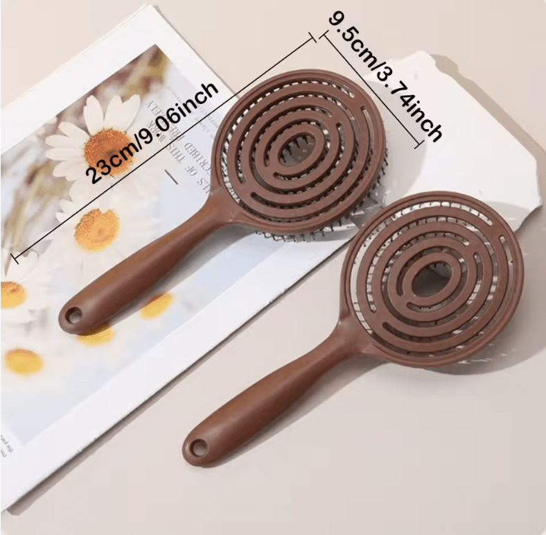 Boar Bristle Detangling Hair Brush – Scalp Massage Comb for Wet & Curly Hair – Hollow Out Barber Hairdressing Styling Tool
