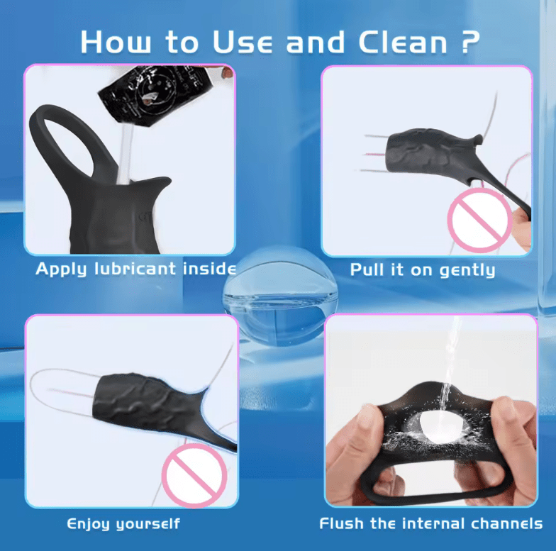 HESEKS Reusable Penis Extension Sleeve with Vibrator – Cock Cover for Men – Delay Ejaculation & Length Enhancer Condom Toy