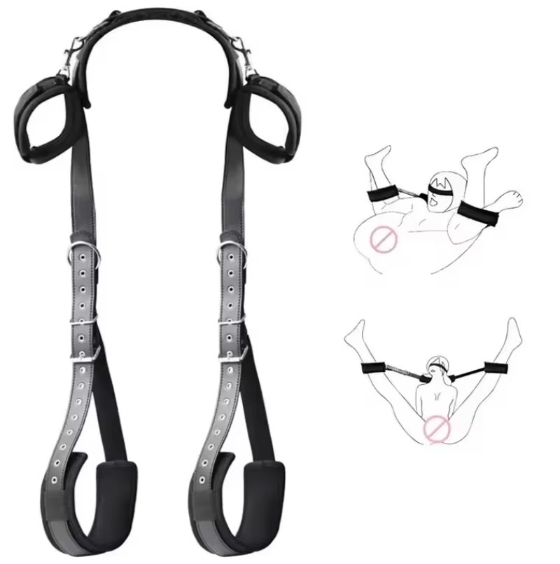 Adjustable BDSM Bondage Restraint Kit – Soft Handcuffs, Ankle Cuffs & Bed Straps – SM Harness Set for Couples Role Play