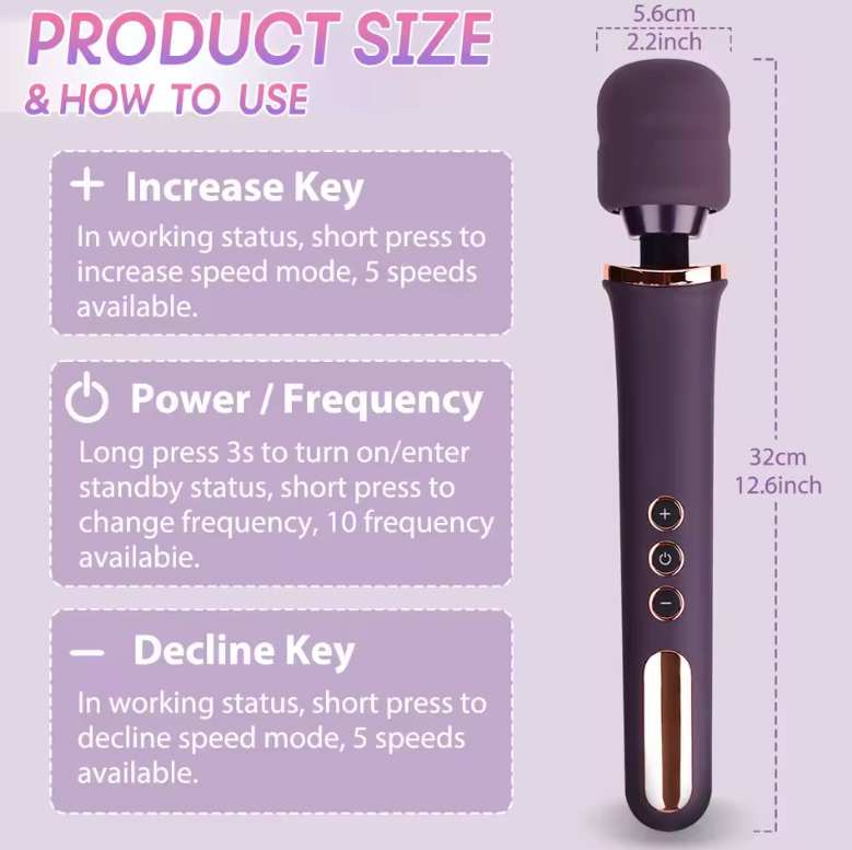 10-Speed Handheld Personal Massager – Cordless Powerful Magic Wand Vibrator for Women – Rechargeable Clitoral & Full-Body Stimulator