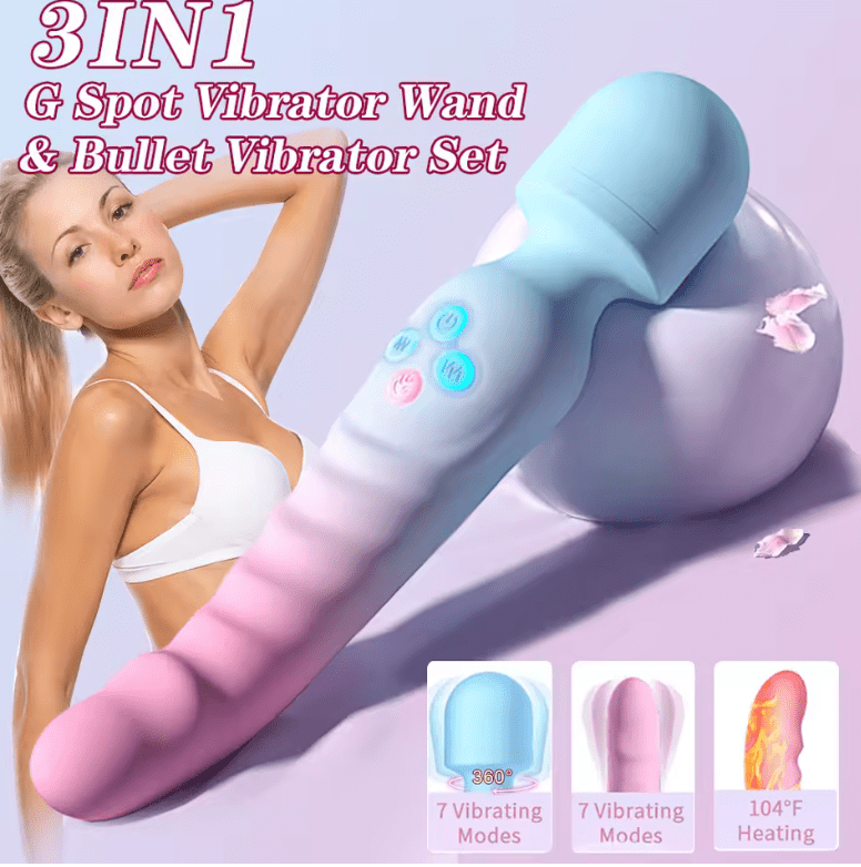 360° Rotating AV Vibrator for Women – G-Spot Magic Wand with Powerful Vibration – Clitoral Stimulator & Dildo Massager – Soft Silicone Adult Sex Toy