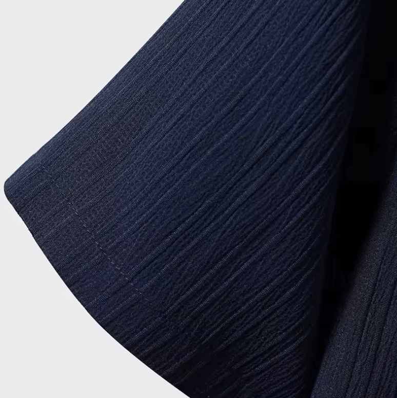 2025 Men’s Summer Striped Jacquard Shirt – Short Sleeve Button-Down Collar Shirt – Casual Fashionable Trendy Top – Lightweight Hot-Selling Summer Style