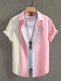 Men’s Rose Print Shirt – Short Sleeve Summer Button-Down, Floral Casual Top for Holidays, Parties, and Everyday Wear