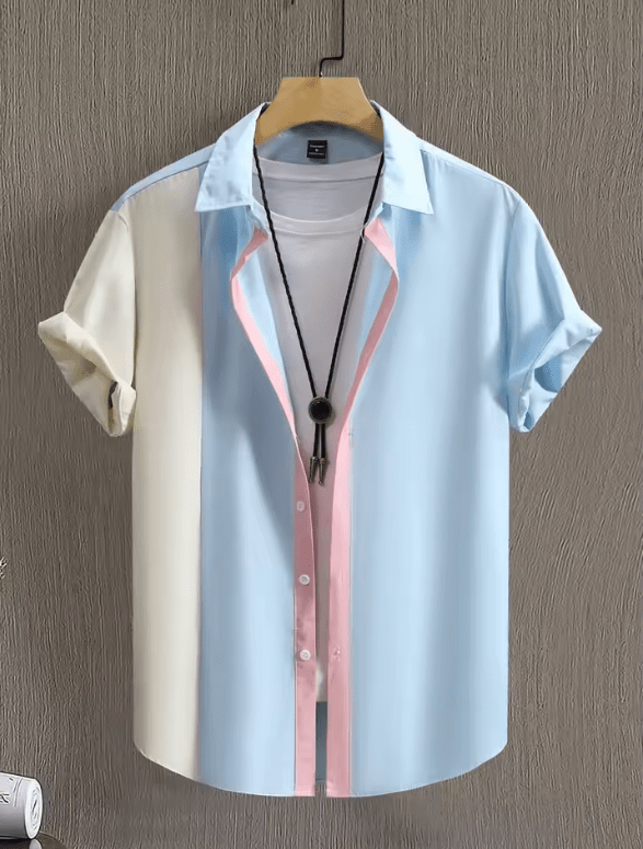 Men’s Rose Print Shirt – Short Sleeve Summer Button-Down, Floral Casual Top for Holidays, Parties, and Everyday Wear
