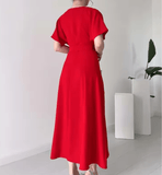 Women’s Elegant Maxi Dress – Spring Summer Pure Color Long Gown with Waist Sash – Flowy Tummy Control Dress for Formal & Casual Occasions