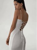 Women’s Sexy Backless Knitted Bandage Dress – Sleeveless Slim Fit Bodycon Club Party Slip Dress – Elegant Birthday Outfit 2025