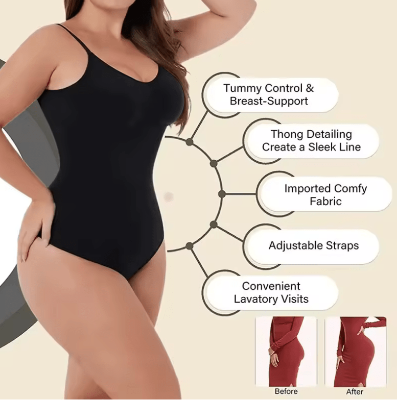 Women’s Backless Bodysuit – Seamless Thong Shapewear with Open Crotch & Low Back – Sexy Spandex Full Body Shaper Lingerie