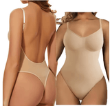 Women’s Backless Bodysuit – Seamless Thong Shapewear with Open Crotch & Low Back – Sexy Spandex Full Body Shaper Lingerie