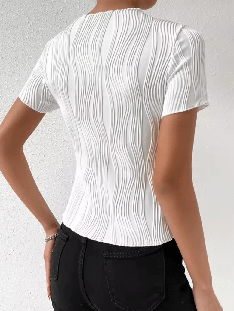 Women’s Casual Rib-Knit Short Sleeve Tee – Solid Color Round Neck Y2K Streetwear T-Shirt for Summer Spring