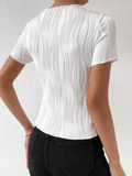 Women’s Casual Rib-Knit Short Sleeve Tee – Solid Color Round Neck Y2K Streetwear T-Shirt for Summer Spring