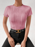 Women’s Casual Rib-Knit Short Sleeve Tee – Solid Color Round Neck Y2K Streetwear T-Shirt for Summer Spring