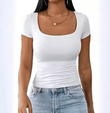 2025 Slim Fit U-Neck T-Shirt for Men & Women – Casual Solid Color Short Sleeve Tee – Fashionable Versatile Summer Top