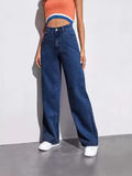 High Waist Wide Leg Denim Jeans for Women – Slim Straight Drapey American Style Versatile Casual Pants
