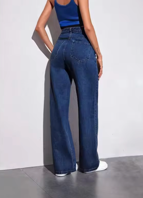 High Waist Wide Leg Denim Jeans for Women – Slim Straight Drapey American Style Versatile Casual Pants