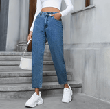 2025 Women’s High-Waisted Straight-Leg Denim Jeans – Cross-Border Fashion Classic – Casual Slim Fit Trousers for Daily Wear