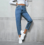 2025 Women’s High-Waisted Straight-Leg Denim Jeans – Cross-Border Fashion Classic – Casual Slim Fit Trousers for Daily Wear