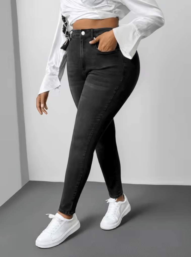 2025 Women’s Plus Size Skinny Jeans – High Waist Slimming & Hip-Lifting Stretch Denim – New Autumn Fashion