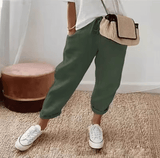 Women’s Casual Straight Pants – Solid Color Drawstring Trousers with Elastic Waist & Pockets – Comfy Lounge Fashion