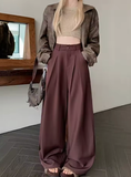 Women’s High Waist Loose Straight-Leg Suit Pants – Slimming Casual Trousers for Autumn – Elegant Long Office Pants