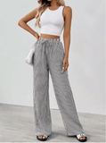 Women’s Striped Wide Leg Pants – High Waist Summer Trousers – Elegant Casual Fit, Lightweight & Flowy – European Street Style Everyday Fashion