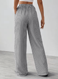 Women’s Striped Wide Leg Pants – High Waist Summer Trousers – Elegant Casual Fit, Lightweight & Flowy – European Street Style Everyday Fashion