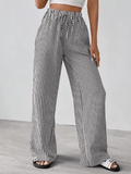 Women’s Striped Wide Leg Pants – High Waist Summer Trousers – Elegant Casual Fit, Lightweight & Flowy – European Street Style Everyday Fashion