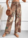 Women’s Vintage Print Wide-Leg Pants – High Waisted Spring Summer Trousers – Casual Office Lady Streetwear 2025 Fashion