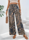 Women’s Vintage Print Wide-Leg Pants – High Waisted Spring Summer Trousers – Casual Office Lady Streetwear 2025 Fashion