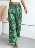 Women’s Vintage Print Wide-Leg Pants – High Waisted Spring Summer Trousers – Casual Office Lady Streetwear 2025 Fashion