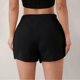 Mia Muse Women’s High Waist Slim Fit Layered Shorts – Solid Color Daily Basics for Spring & Summer