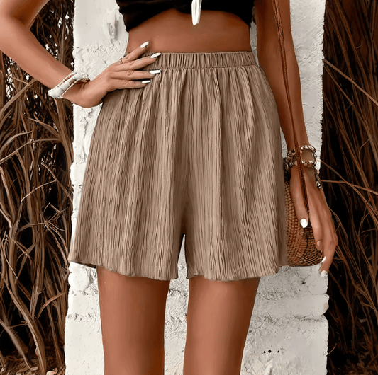 Women’s High Waist Solid Shorts – 2025 Spring Summer Fashion Casual Beach Holiday Outfit – Lightweight Short Pants for Daily Wear