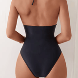 2025 Sexy Halter One-Piece Swimsuit for Women – Mesh Patchwork Monokini – Solid Brazilian Cut Swimwear – Athletic Beach Bathing Suit