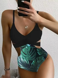 Hot Sale 2025 New Leaf Bikini Swimsuit for Women – Cross Strap Triangle One-Piece Sexy Swimwear – Fashionable Female Bathing Suit