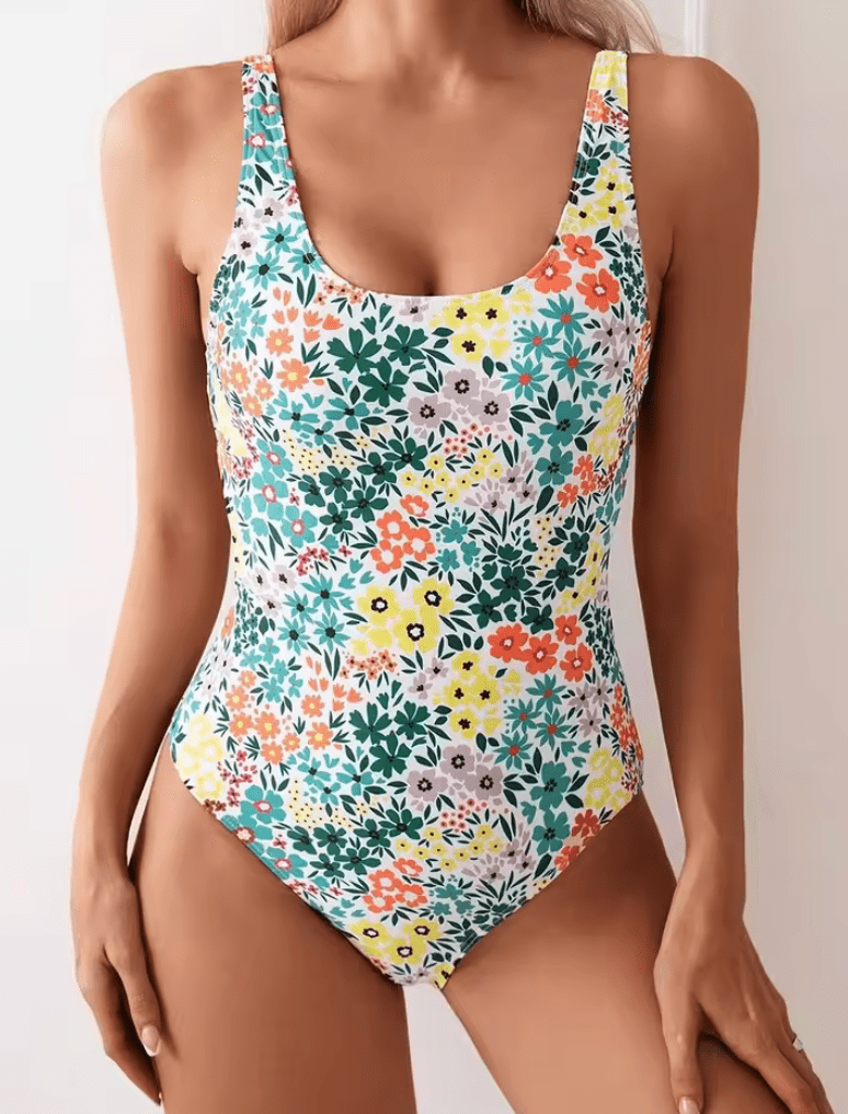 2025 Sexy Floral One-Piece Swimsuit for Women – Square Neck Bathing Suit Monokini – Summer Beachwear & Female Swimming Suit