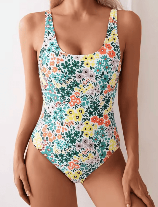 2025 Sexy Floral One-Piece Swimsuit for Women – Square Neck Bathing Suit Monokini – Summer Beachwear & Female Swimming Suit