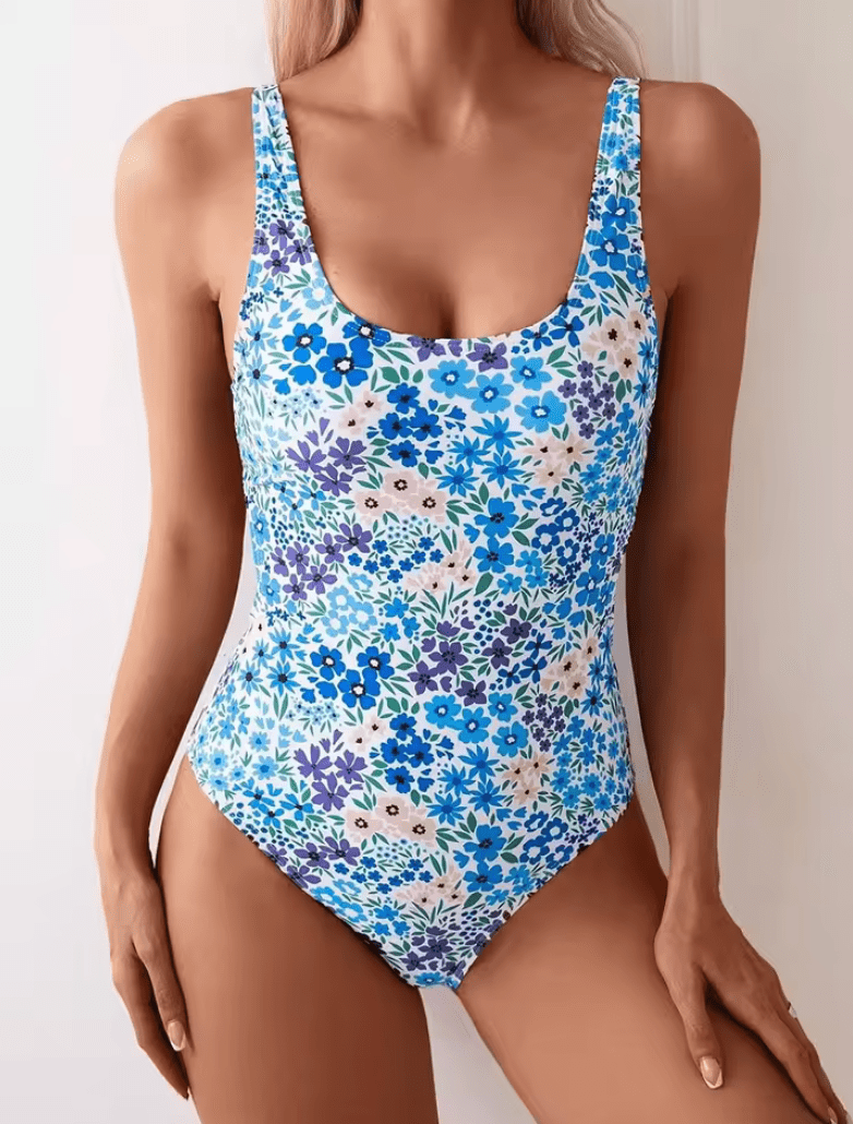 2025 Sexy Floral One-Piece Swimsuit for Women – Square Neck Bathing Suit Monokini – Summer Beachwear & Female Swimming Suit