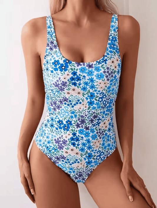 2025 Sexy Floral One-Piece Swimsuit for Women – Square Neck Bathing Suit Monokini – Summer Beachwear & Female Swimming Suit