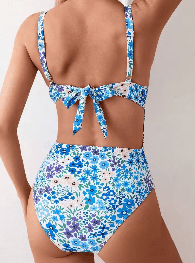 2025 Sexy Floral One-Piece Swimsuit for Women – Square Neck Bathing Suit Monokini – Summer Beachwear & Female Swimming Suit