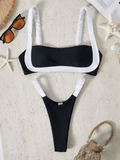 2025 Peachtan Beachwear for Women – Sexy Black 2-Piece Triangle Bikini Set – Bandeau Swimwear Bathing Suit