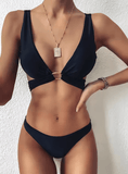 2025 Push Up Bikini Set for Women – Sexy Bandage Swimsuit, Thong Bottom Swimwear – High-Impact Bathing Suit