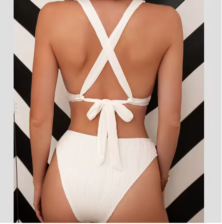 2025 Sexy Pure Color Backless Beach Bikini for Women – Summer Swimming Costume Swimsuit, Female Swimwear
