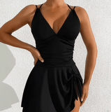 2025 Women’s One-Piece Swimsuit – Cross Skirt Style Monokini with Twist Front & Baggy Sportswear Design – Integrated with Matching Bag & Accessories