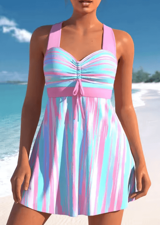 2025 Fashion Women’s Glitter Tankini Swimsuit – 2-Piece Triangle Top with Beam Shorts – Sexy Holiday Beach Swimwear