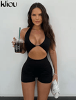 2025 Women’s Sexy Halter Backless Mini Dress – Solid One-Piece Clubwear with Cleavage Cut & Venetian-Inspired Fit – Above Knee Hot Summer Attire
