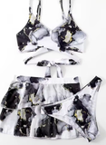 Vigoashely 2025 Women’s 3-Piece Bikini Set – Printed Push-Up Swimsuit with Cross Straps, Skirt & Backless Tie Design – Sexy Beach Swimwear