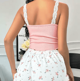 2025 Women’s Sexy Lace Pajama Set – Floral Print Cami Top & Shorts Sleepwear – Slim Fit 2-Piece Loungewear for Home & Bedroom