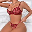 Women’s Sexy Floral Lingerie Set – Ultra-Thin Clubwear with Heart Rhinestone – Sheer 2-Piece Underwear Set