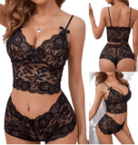 Women’s Sexy Lace Hollow Lingerie Set – Deep V Bra & Panty – Erotic See-Through Underwear for Women