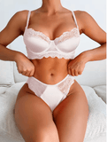2025 Women’s Sexy Lace Strappy Lingerie Set – Underwire Non-Padded Bra & Brazilian Briefs – Fancy Eyelash Lace Underwear